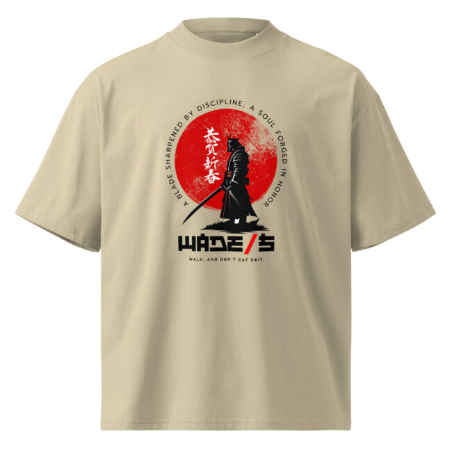 WADE/S Samurai 1 Unisex organic oversized high neck t-shirt - Image 3