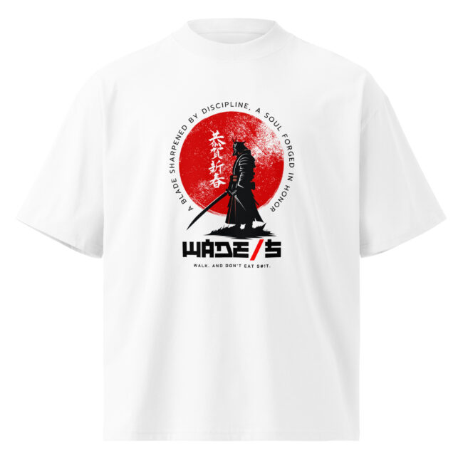 WADE/S Samurai 1 Unisex organic oversized high neck t-shirt - Image 5